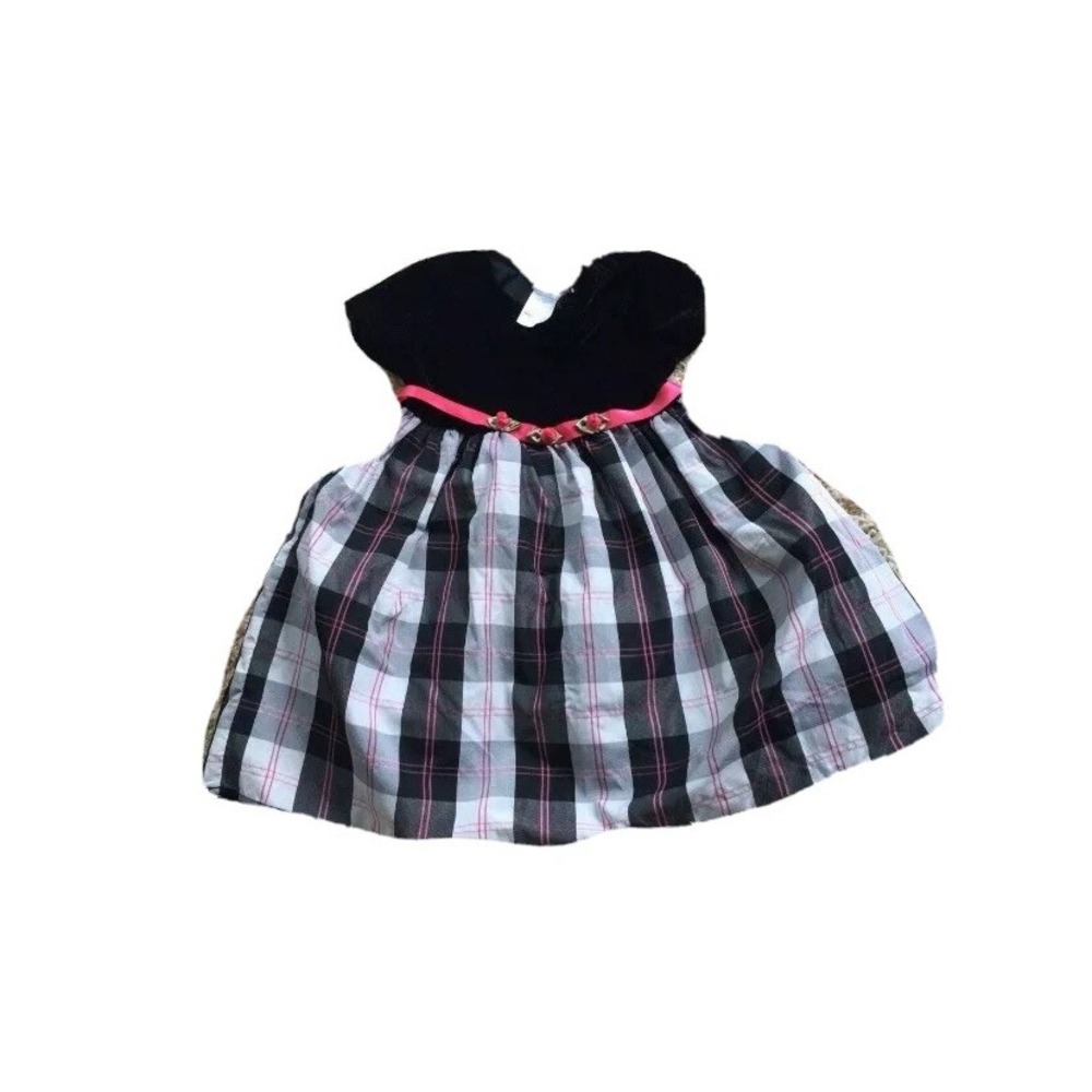 Kidture Collection Girls Dress New with Tags 4T Pink Black Plaid Velvety Top